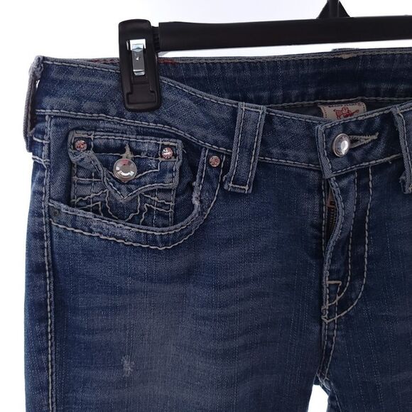 True Religion Disco Joey Big T Women's 32 straight Leg Jeans W/ Flap Pockets - Picture 5 of 13